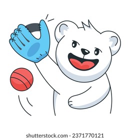 A flat style sticker depicting baseball catch 