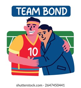 A flat style sticker depicting football team bond