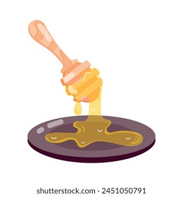 A flat style sticker of dipper spoon in plate