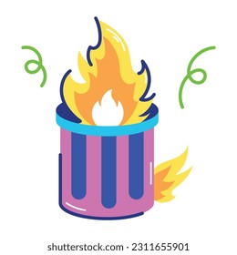 Flat style sticker of dumpster fire 