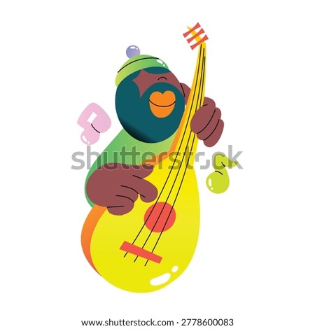 Flat style sticker of Eid rhythm
