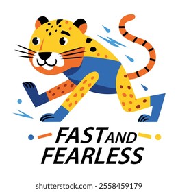 A flat style sticker of fast cheetah running 

