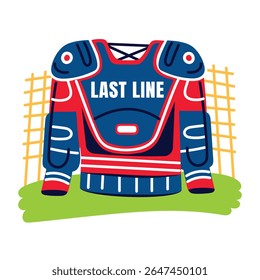 A flat style sticker of football jersey with last line typography