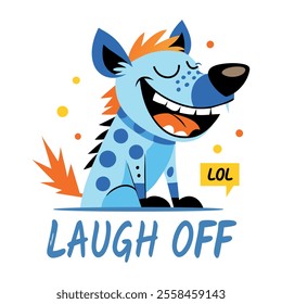 A flat style sticker of laugh off hyena 
