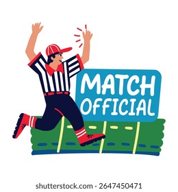 Flat style sticker of a match official