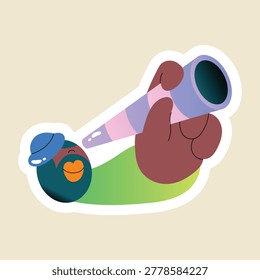 Flat style sticker of moon sighting