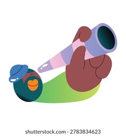 Flat style sticker of moon sighting