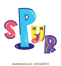 Flat style sticker of spur typography