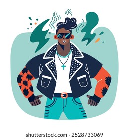 A flat style sticker of stylish man
