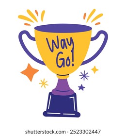 A flat style sticker of a trophy 