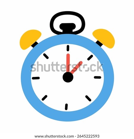 Flat style stopwatch illustration with blue and yellow details. Perfect for fitness tracking, sports training, time management, or countdown UI in workout and productivity themed projects.