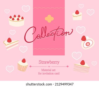 Flat style strawberry dessert background pattern. For restaurant, card, seamless pattern