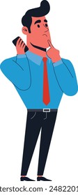 
Flat style stylized cartoon businessman in blue shirt illustration.