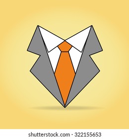 Flat style suit on yellow background.