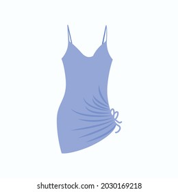 Flat Style Sun Dress Vector illustartion. Cartoon style sleeveless blue dress vector icon isolated on white background. Simple short sundress for summer. Cute Woman's Dress vector pictogram