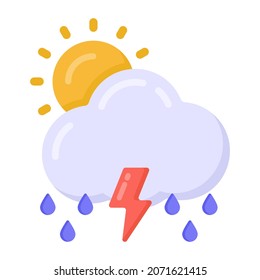 Flat Style Of Sunny Rainy Day Icon In Trendy Style 