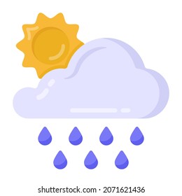 Flat Style Of Sunny Rainy Day Icon In Trendy Style 