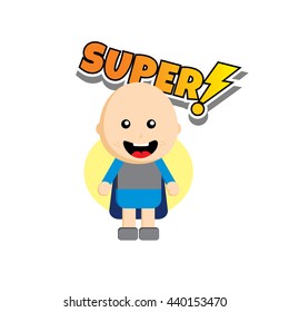 Flat style superhero character avatar on ribbon label creative design template man super hero profile full face view