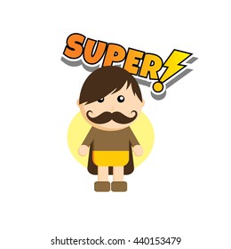 Flat style superhero character avatar on ribbon label creative design template man super hero profile full face view