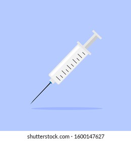 Flat style syringe. Injection, vaccination. Vector.