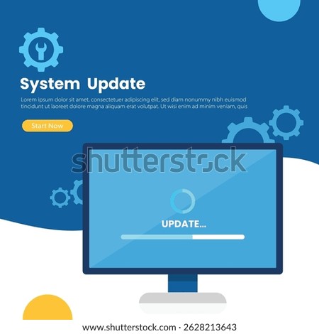 Flat style system update illustration. Suitable for landing page use