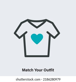 Flat style of t shirt with heart and text on gray background