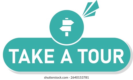 Flat style "Take a Tour" button with clean icon, ideal for onboarding flows, product walkthroughs, app demos, and landing pages to guide users seamlessly.