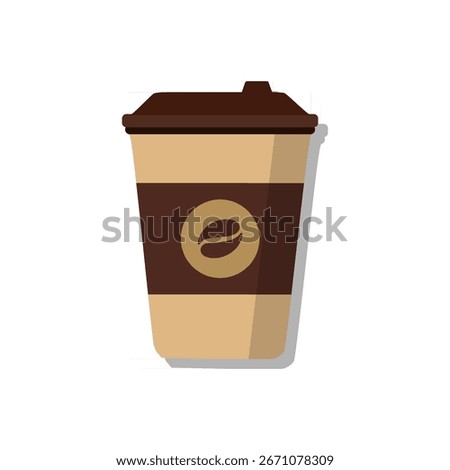 Flat style takeaway coffee cup seamless background. Minimalist vector illustration of a disposable coffee cup with lid and brown sleeve on white background