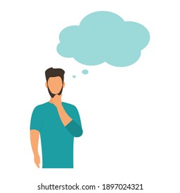 Flat style. Talking person. Man with thoughts on a white background. Illustration