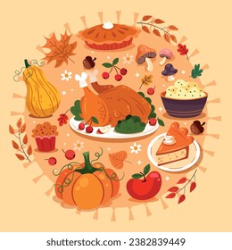 Flat Style Thanksgiving Elements Collection