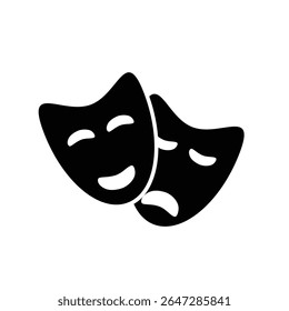 Flat style theater mask icon for art
