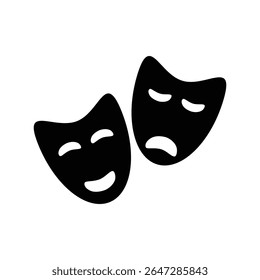 Flat style theater mask icon set isolated