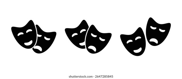 Flat style theater mask icon white background