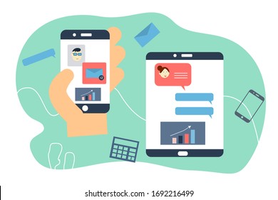 Flat style, thin line art design. Set of vector icons and elements for application development, website coding, information and mobile technologies. Collection of modern conceptual vectors