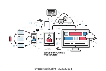 Flat Style, Thin Line Art Design. Set of application development, teamwork, web site coding, data, idea concept, information and mobile technologies vector icons and elements Modern vectors collection