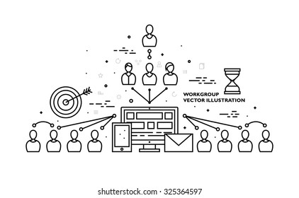 Flat Style, Thin Line Art Design. Set of application development, web site coding, information and mobile technologies vector icons and elements. Modern concept vectors collection. Black and white.