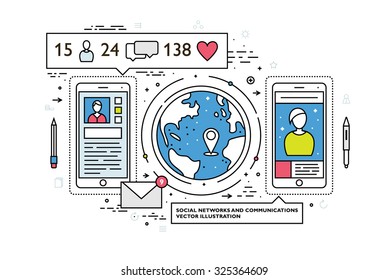 Flat Style, Thin Line Art Design. Set of application development, web site coding, information and mobile technologies vector icons and elements. Modern concept vectors collection.