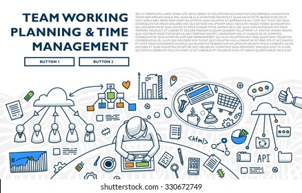 Flat Style, Thin Line Art Design. Set of application development, web site coding, information and mobile technologies vector icons and elements. Modern concept vectors collection