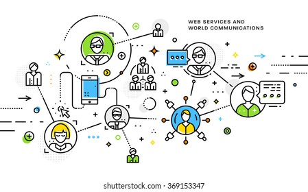 Flat Style, Thin Line Art Design. Set of application development, web site coding, information and mobile technologies vector icons and elements. Modern concept vectors collection