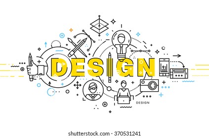 Flat Style, Thin Line Art Design. Set of application development, web site coding, information and mobile technologies vector icons and elements. Modern concept vectors collection. Design Concept