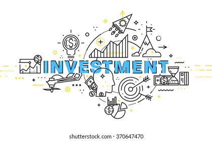 Flat Style, Thin Line Art Design. Set of application development, web site coding, information and mobile technologies vector icons and elements. Modern concept vectors collection. Investment Concept