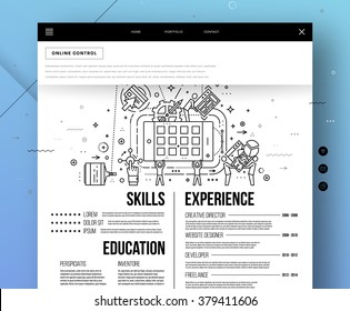 Estilo Plano, Diseño De Arte De Línea Delgada. Conjunto de elementos e iconos vectoriales de desarrollo de aplicaciones, codificación de sitios web, información y tecnologías móviles. Colección moderna de vectores de concepto