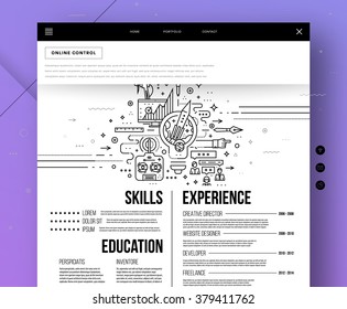 Flat Style, Thin Line Art Design. Set of application development, web site coding, information and mobile technologies vector icons and elements. Modern concept vectors collection
