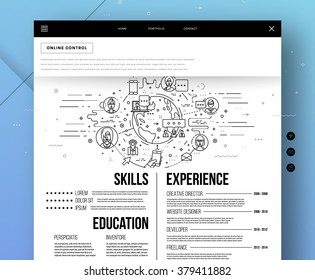 Flat Style, Thin Line Art Design. Set of application development, web site coding, information and mobile technologies vector icons and elements. Modern concept vectors collection