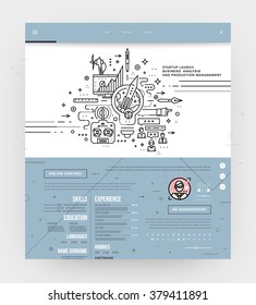 Flacher Stil, Design der schlichten Linien. Set von Anwendungsentwicklung, Web-Site-Codierung, Informationen und mobile Technologien Vektorsymbole und -elemente. Moderne Kollektion von Vektorgrafiken