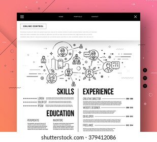 Flat Style, Thin Line Art Design. Set of application development, web site coding, information and mobile technologies vector icons and elements. Modern concept vectors collection