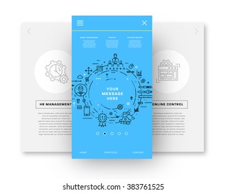 Flat Style, Thin Line Art Design. Set of application development, web site coding, information and mobile technologies vector icons and elements for landing page. Modern concept vectors collection.