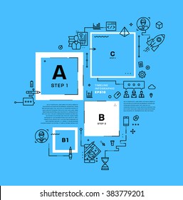 Flat Style, Thin Line Art Design. Set of application development, web site coding, information and mobile technologies vector icons and elements for landing page. Modern concept vectors collection.