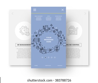 Flat Style, Thin Line Art Design. Set of application development, web site coding, information and mobile technologies vector icons and elements for landing page. Modern concept vectors collection.