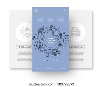 Flacher Stil, Design der schlichten Linien. Set von Anwendungsentwicklung, Web-Site-Codierung, Informationen und mobile Technologien Vektorsymbole und Elemente für die Landung Seite. Moderne Konzeptvektorkollektion.